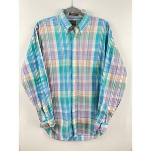 Britches Georgetown Plaid Button Down Shirt Men's M Cotton Pastel Preppy Holiday